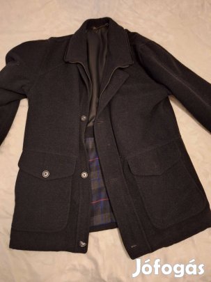 Fekete férfi 80 % gyapjú kabát XXL