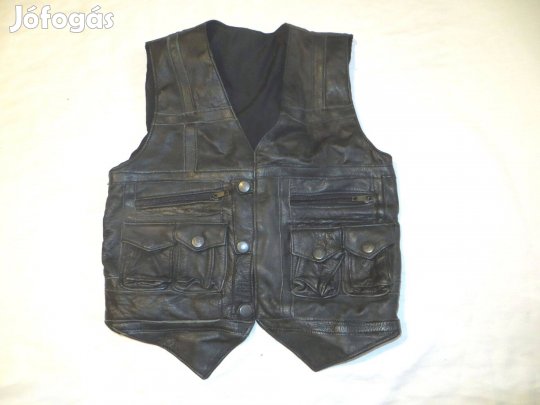 Fekete gyerek motoros bőrmellény