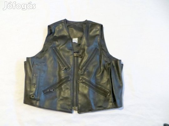 Fekete gyerek motoros fűzős mű bőrmellény 98 cm 2-3 év