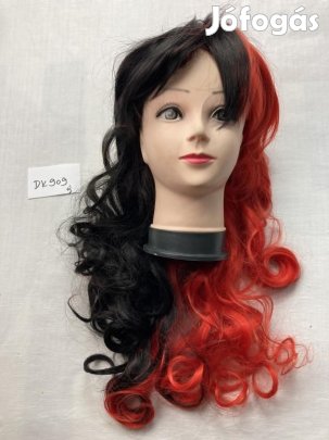 Fekete haj, piros haj, fekete paróka, piros paróka, új DK909