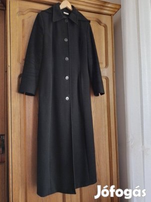 Fekete hosszú női szövetkabát (M)