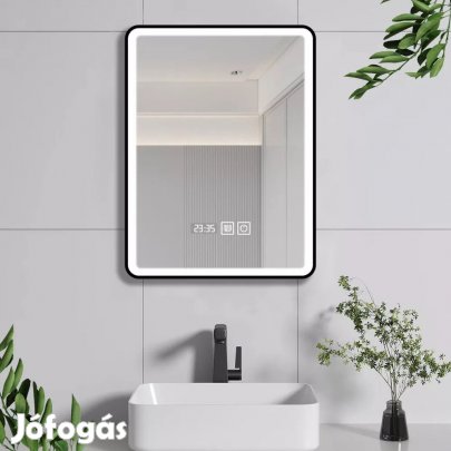 Fekete keretes LED tükör 60x80cm | Fényerő és színhőmérséklet szabály