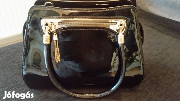 Fekete lakk női kézitáska, elegáns, alkalmi