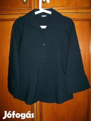 Fekete letűzött elejű, pamut vászon anyagú női ing 46