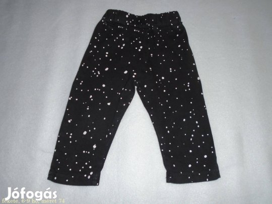 Fekete mintás nadrág 6-9 hó (méret 74)