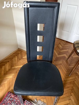Fekete műbőr, fém szék, 4 db