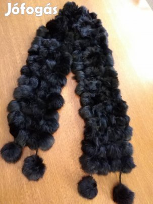 Fekete női nyúl szőrme sál 