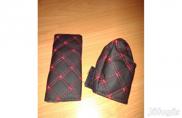 Fekete piros varrással kézifék kar és váltó gomb borítás