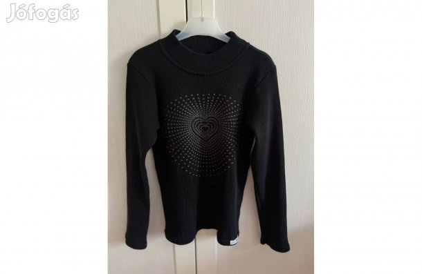 Fekete pulóver lány enyhe garbó 134 140