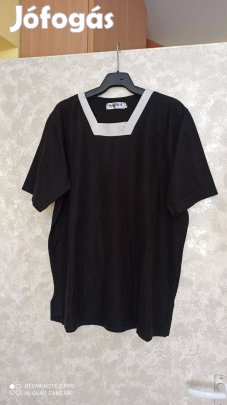 Fekete rövid ujjú pulóver nagy méretű 48-as