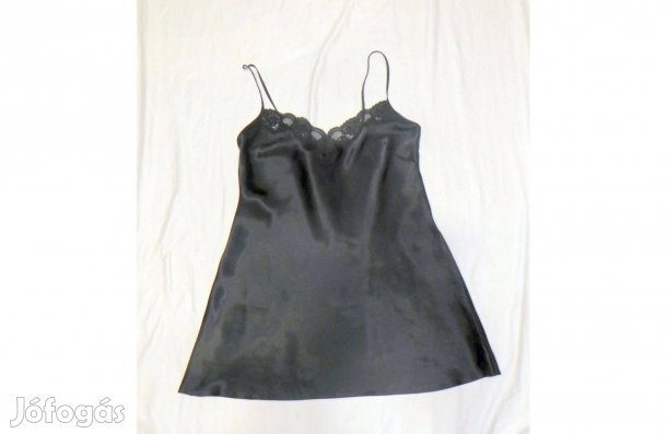 Fekete selyem hálóing h: 91 cm mb: 102-108 cm Mark & Spencer