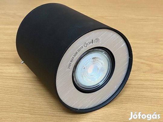 Fekete spotlámpa LED-es henger alakú