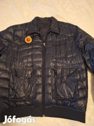 Fekete steppelt férfi tollkabát XL