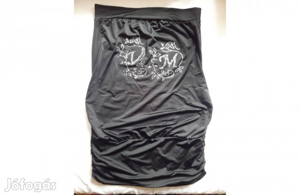 Fekete strasszos csőruha XS