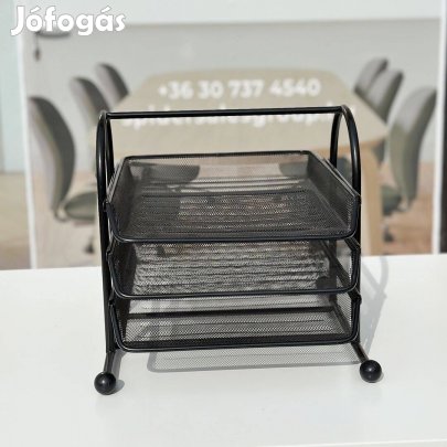 Fekete színű irattartó tálca - használt irodabútor
