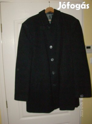 Fekete téli kabát, férfi 56-os méret, klasszikus fazon, nemdohányzó,