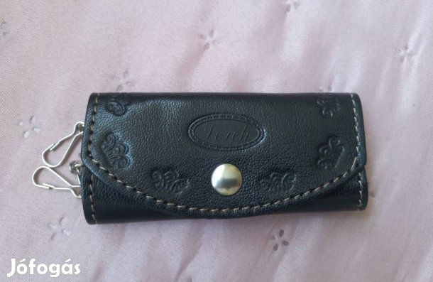 Fekete valódi bőr új kulcstartó