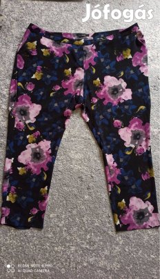 Fekete virágmintás nagy méretű nyári nadrág 54-es