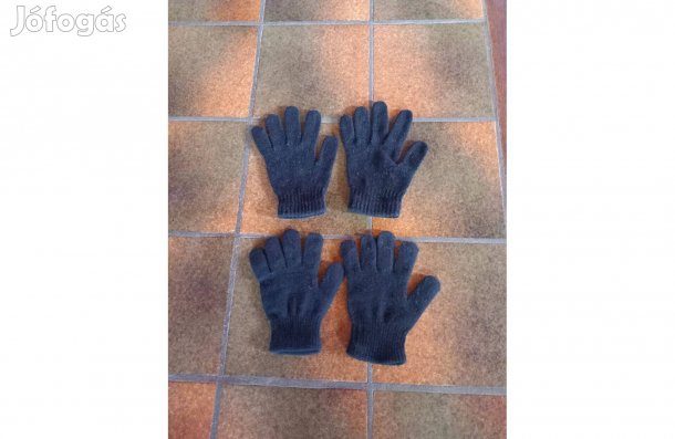 Fekete zsenília kesztyű 2 pár - Új