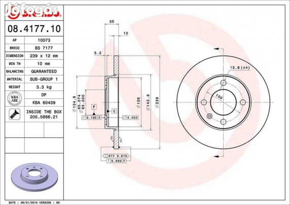 Féktárcsa Brembo 08.4177.10 - Audi / Volkswagen / VW / Seat