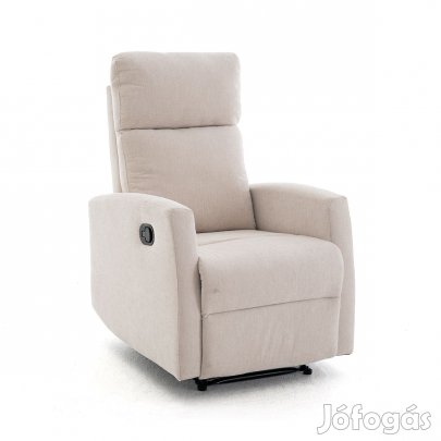 Fekvőfotel, relax fotelágy dönthető háttámlával, lábtartóval bézs