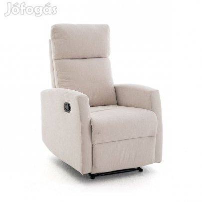 Fekvőfotel, relax fotelágy dönthető háttámlával, lábtartóval bézs