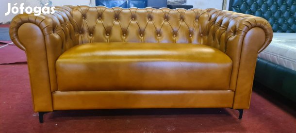Fél ÁR!Bezárunk!Új valódi bőr Chersterfield csau barna kanapé 300eft