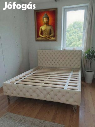 Fél ár!Bezárunk!k!!Új Chesterfield fehér valódi bőr Franciaágy 200eft