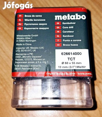 Fél ár alatt! Új Metabo HM Keményfém magfúró koronafúró 60×55mm