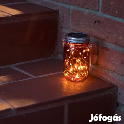 Felakasztható Üveg szolár lámpa 10 LED fényfüzér dekorációs üveg