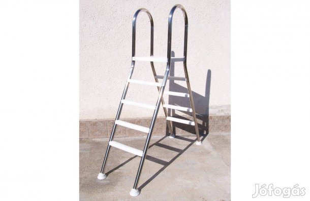 Félár! 122 cm saválló rozsdamentes 2x4 fok medence létra medencelétra