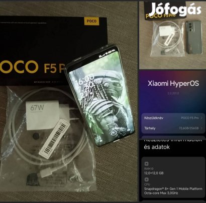 Féláron eladó újszerű állapotban Poco F5 Pro 5G 24Gb Ram 256Gb tárhely