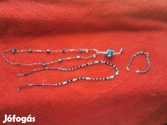 Féldrágakőből nyakláncok, karkötő, új