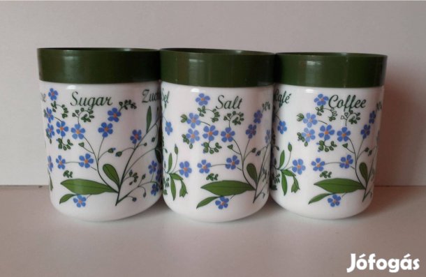 Feliratos, 3 db-os Arcopal üveg-porcelán fűszertartó készlet 15 cm_
