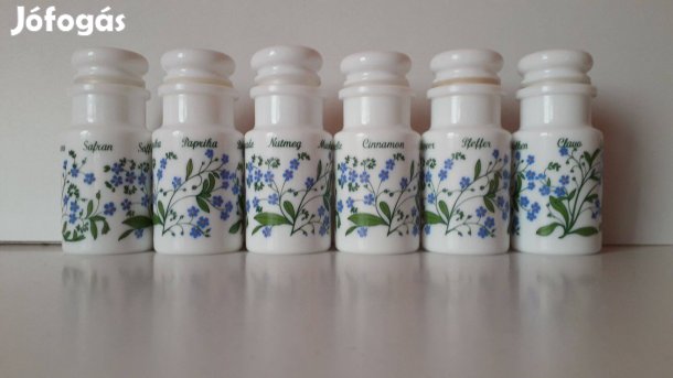 Feliratos, 6 db-os Arcopal üveg-porcelán fűszertartó készlet_