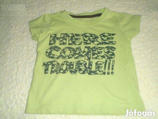 Feliratos és zöld póló 9-12 hó (méret 80)