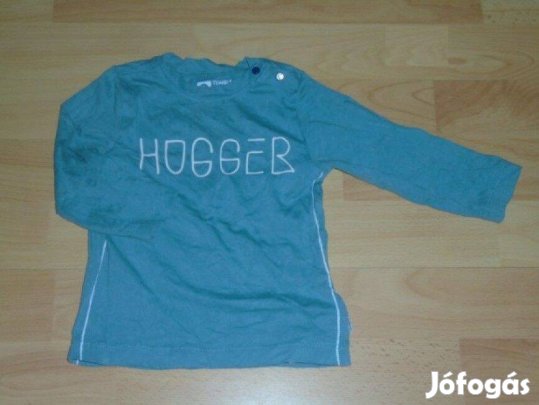 Feliratos hosszú ujjú felső 3-6 hó (méret 68) kékesszürke