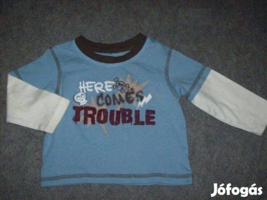 Feliratos mintás hosszú ujjú póló felső 6-9 hó (méret 74)