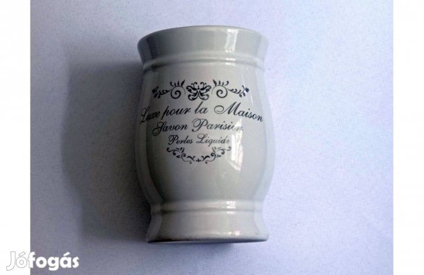 Feliratos porcelán pohár pl. smink kellékek tárolására, fogmosáshoz