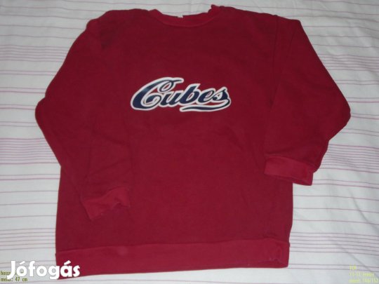 Feliratos pulóver 11-12 évesre (méret 146 / 152) sötét színű