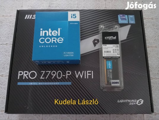 Félkonfig I5 14600k + MSI Z790 + 32 GB DDR5 5600 RAM + vízhűtés