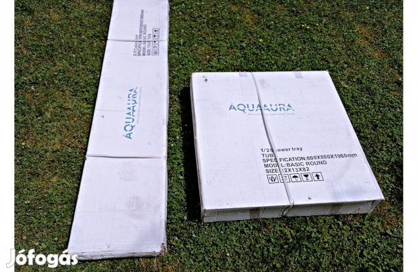 Félkőr íves zuhany kabin zuhany tálca szett Aqraaura