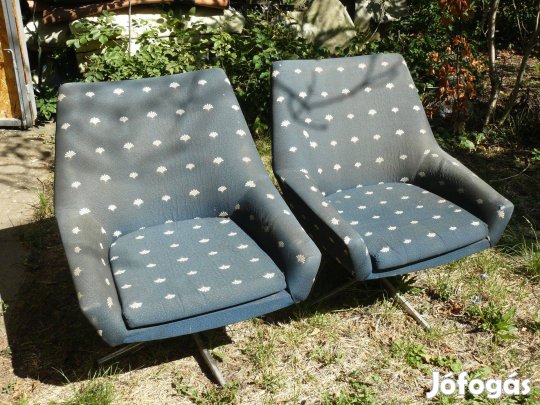 Felújítandó retró forgófotel pár , fémtalpas régi fotel