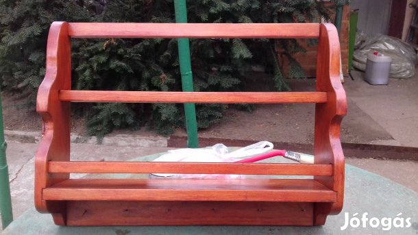 Felujított faragott fa polc téka 40x50cm hibátlan