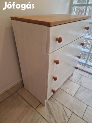 Felújított tömör fenyőfa komód 4 fiókkal