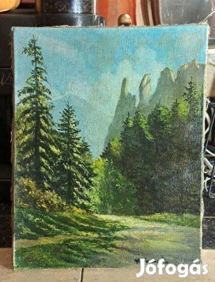 Felvidéki Magyar festő Mednyánszky Hegyi táj fenyvesekkel