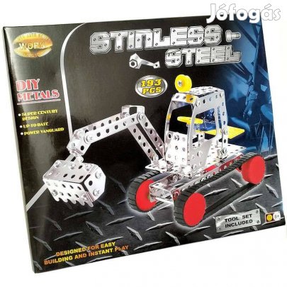 Fém Építő Készlet ( Fémépítő játék ) - Lánctalpas Markoló (193db-os)(_