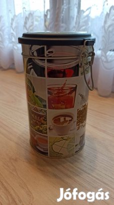 Fém aromazáró csatos tetejű kávétartó