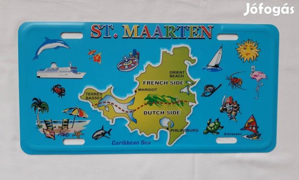 Fém fali dísztábla St. Marten szigetéről 