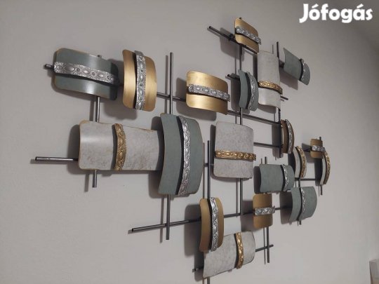 Fém fali elegáns, modern türkiz dekoráció (121cm) új